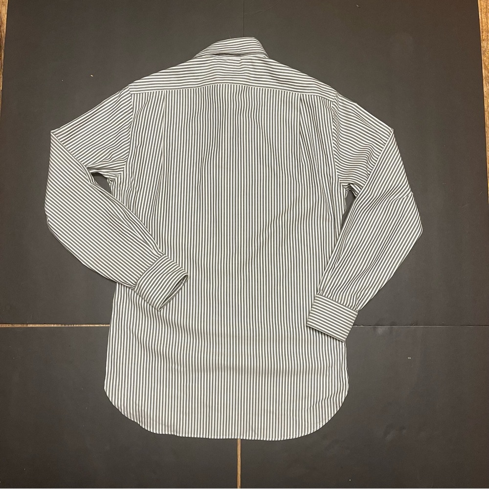 Polo Ralph Lauren Blue Label 15” Neck Slim Fit Gray/White Stripe Preppy Casual - Picture 2 of 9